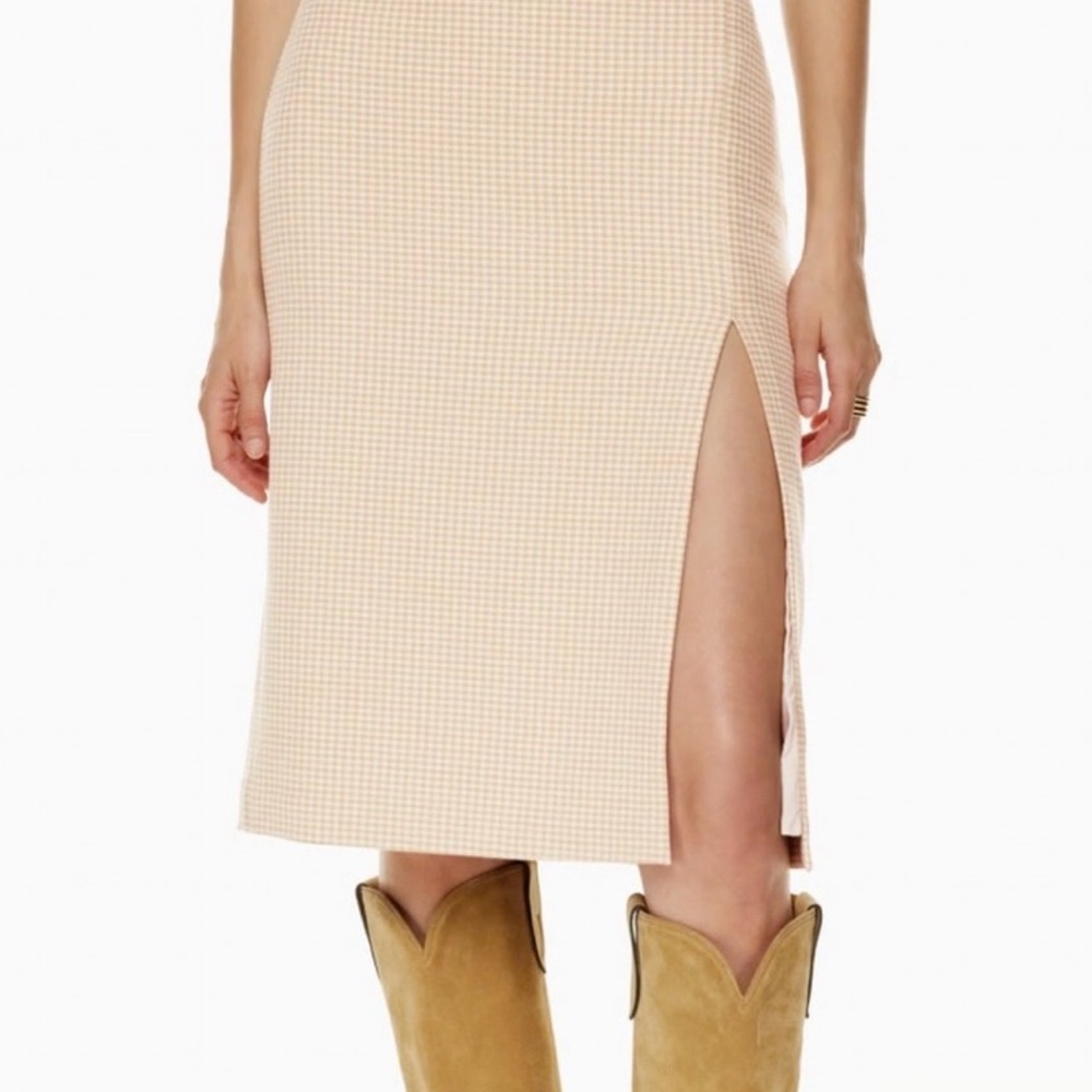 Aritzia Wilfred Beige Checkered Pencil Skirt
